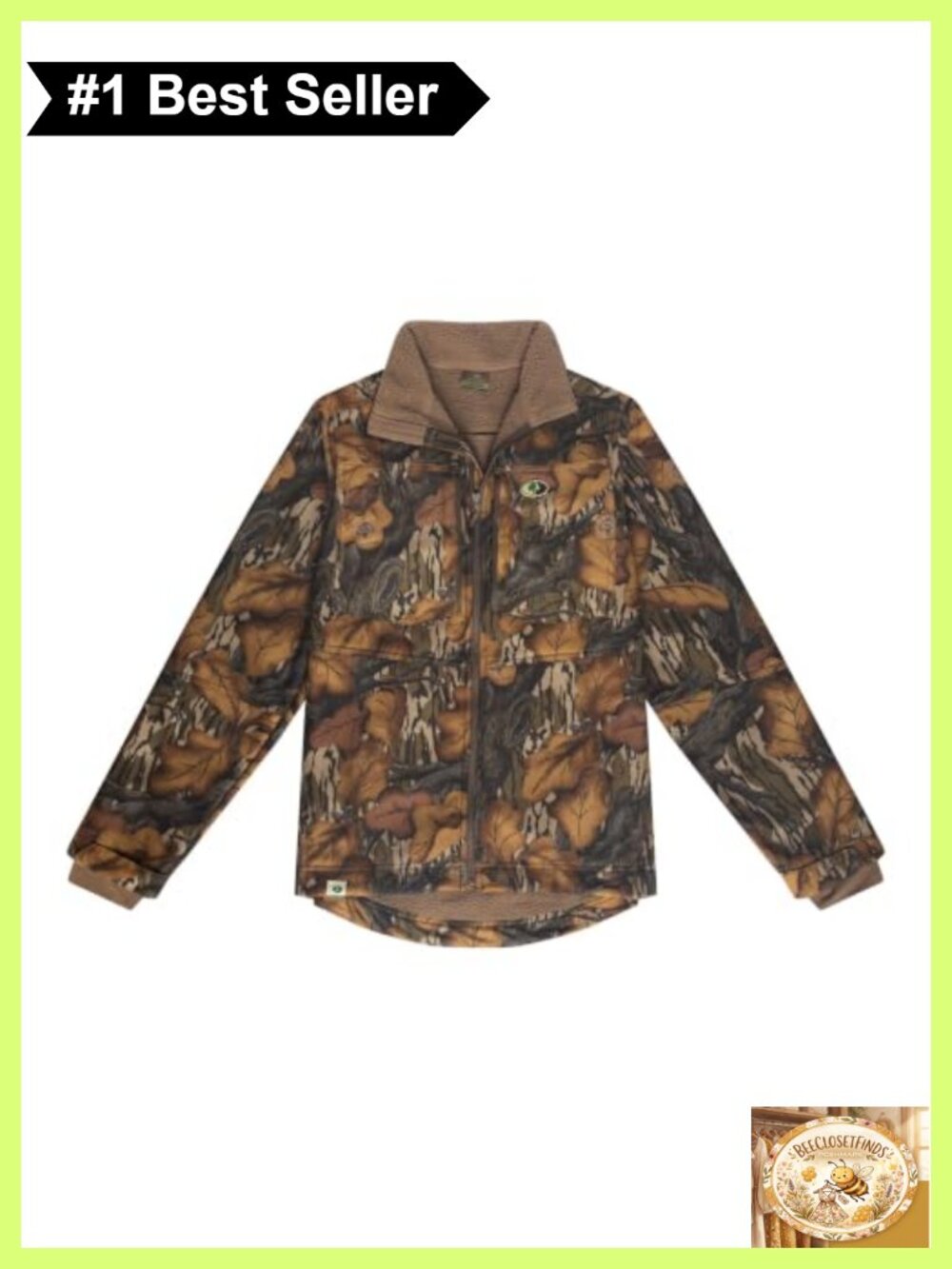 Sherpa Fleece Lined Camo Hunting Jacket Micro-Fleece Full Zip Performance Coat
